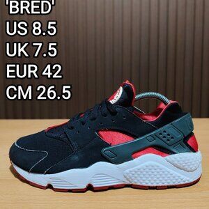 Nike Air Huarache 'Bred' Men's  US 8.5 Red and Black - Classic Colorway Sneakers